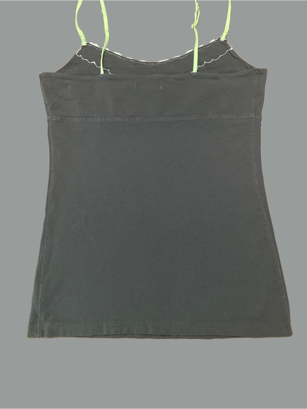 American Eagle Outfitters Charcoal Grey Cami with Neon Green Lace Accents Size M - Picture 4 of 7